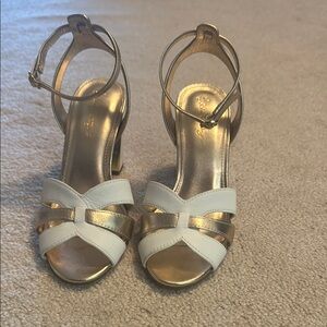 Elegant Gold and White Women's Sandals